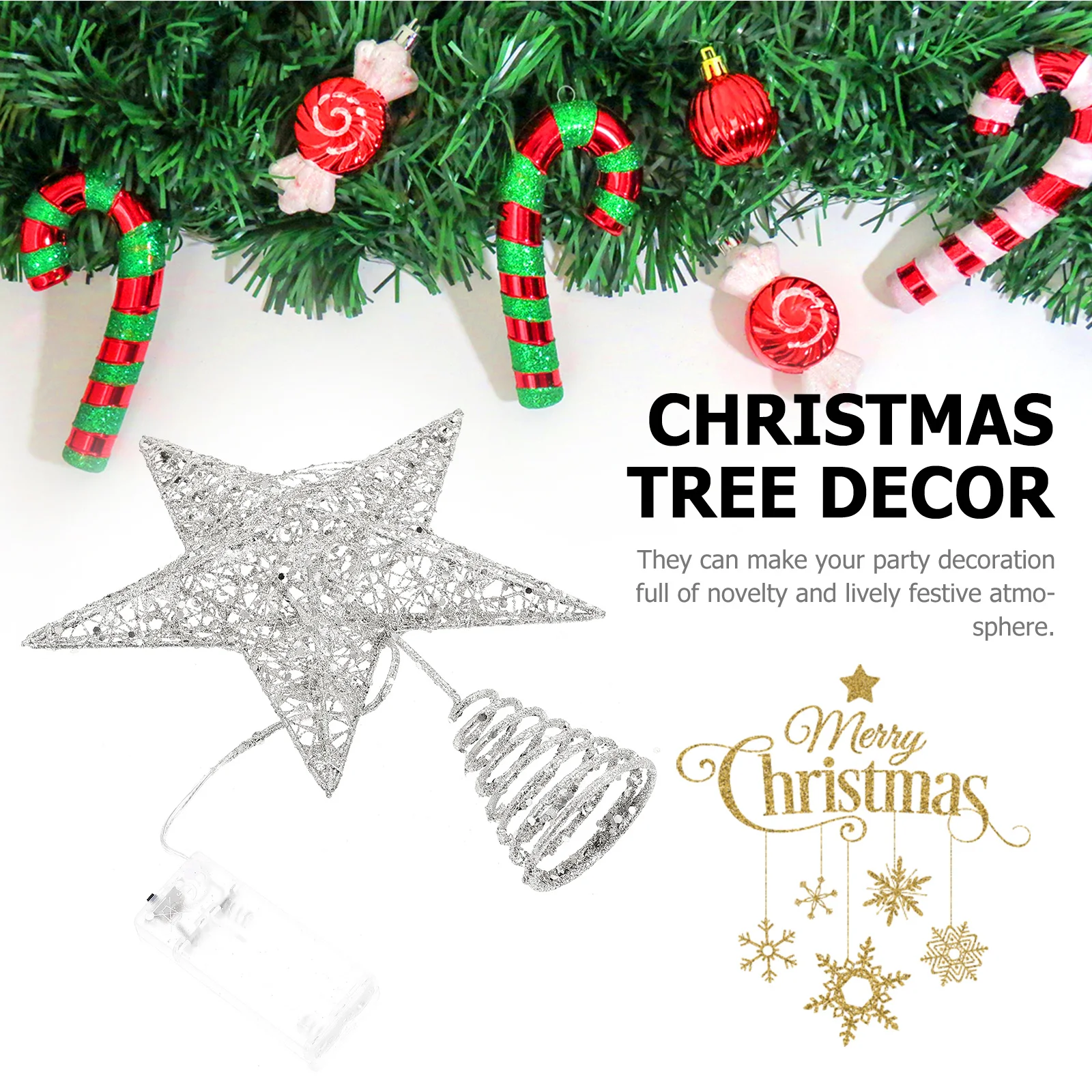 

1Pcs Xmas Five-Pointed Star Lamp High-Quality Materials Classic Design for Festive Atmosphere Xmas Decor Tree Topper