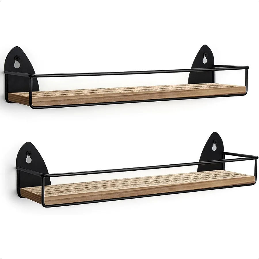 

2 Pack Spice Rack Wall Mount Rustic Style Hanging Spice Organizer for Wall Kitchen Spice Storage