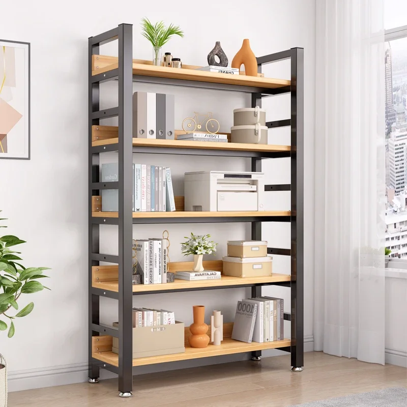 

Storage shelves Steel and wood household bookcase display iron art multi-layer storage rack deepen storage rack