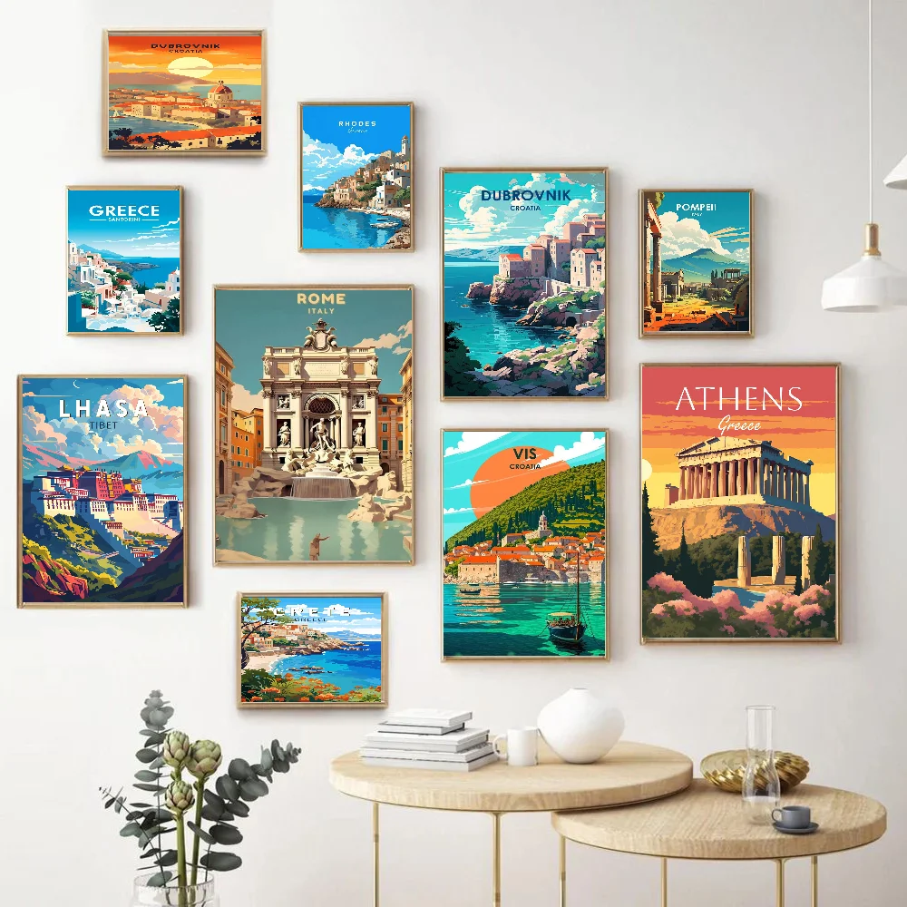 

World Travel City DIY Sticky Poster Waterproof Paper Sticker Coffee House Bar Home Decor
