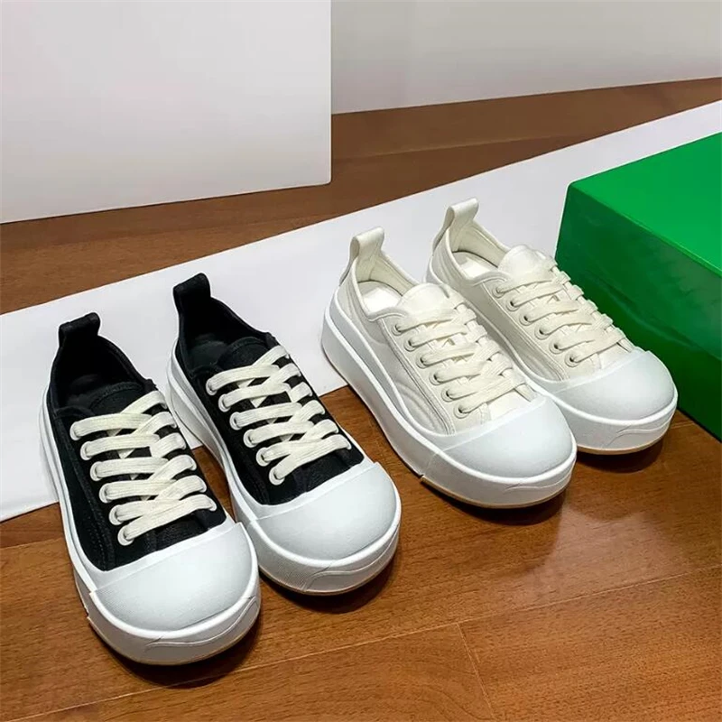 

New Fashion Thick Sole Canvas Height Increase Shoes Women Platform Flats Comfortable Casual Sneakers Female Sport Shoes