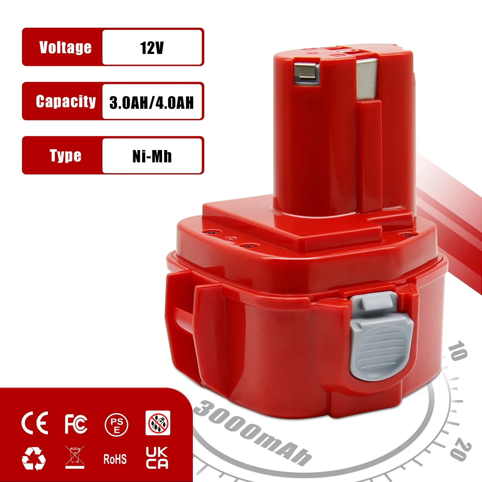 12V Battery For Makita PA12 Ni-Mh Battery For Makita 1200 1220 1201 1222 1233SA/B1235 192681-5 4000mAh Power Tool Batteries