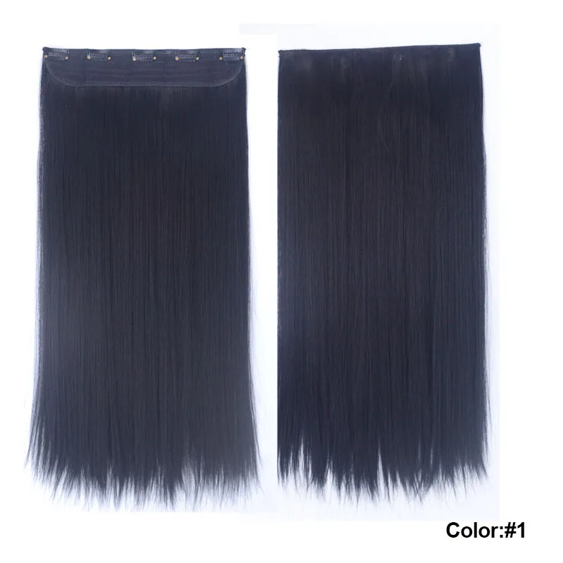 Synthetic Hair Clip In Hair Extension One Piece Long Straight Hair Black Brown Blonde Hairpiece For Woman Girls