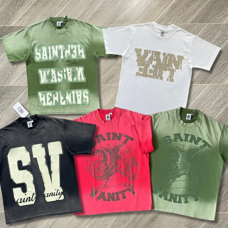 

Футболка SAINT VANITY Do Old Wash с надписью, высококачественные повседневные мужские и женские футболки с короткими рукавами и графикой, уличная одежда
