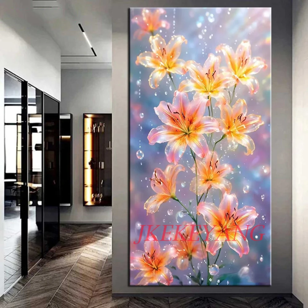 5D DIY Diamond Painting Beautiful Lily Flowers Picture Mosaic Embroidery Full Drill Cross Stitch Rhinestones Home Decor