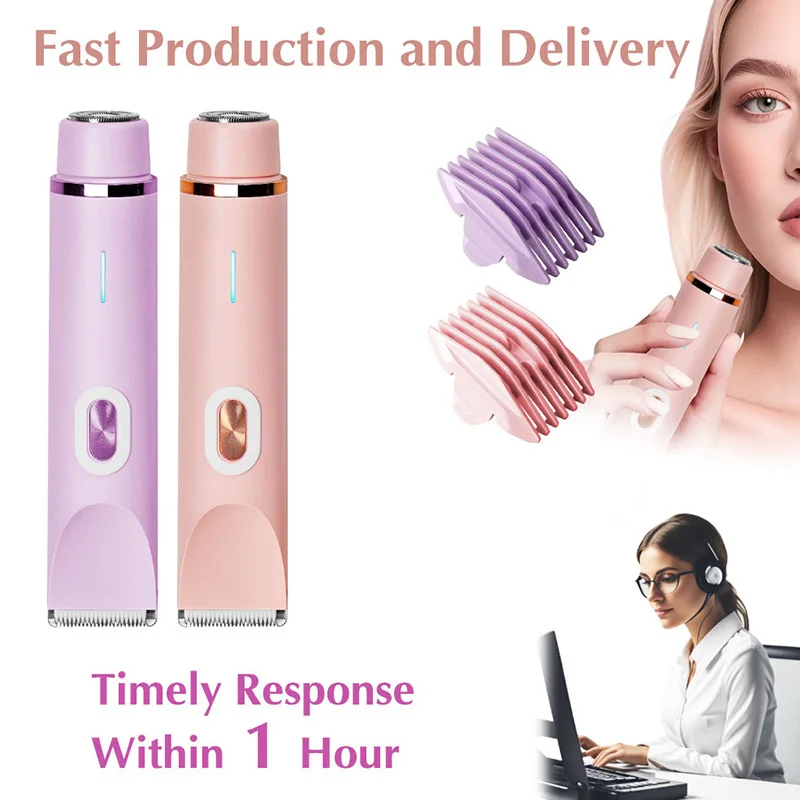 

Double-head electric razor painless hair removal device with USB charging suitable for bikini area and underarms of the body