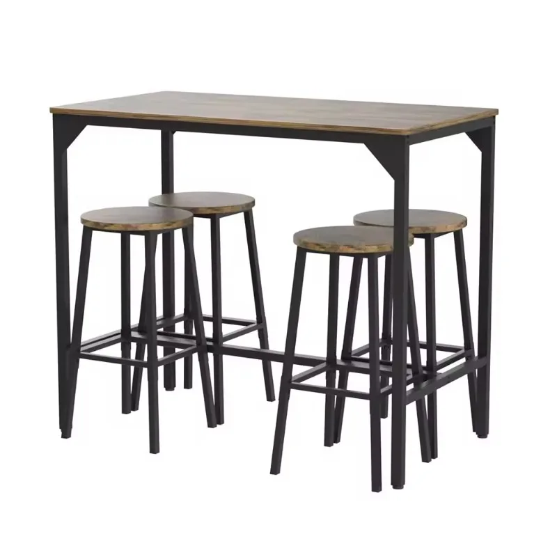 Nbhy Space Saving Bar Table And Chairs Breakfast Nook And Home Bar Kitchen Dining Table Set With 4 Chairs