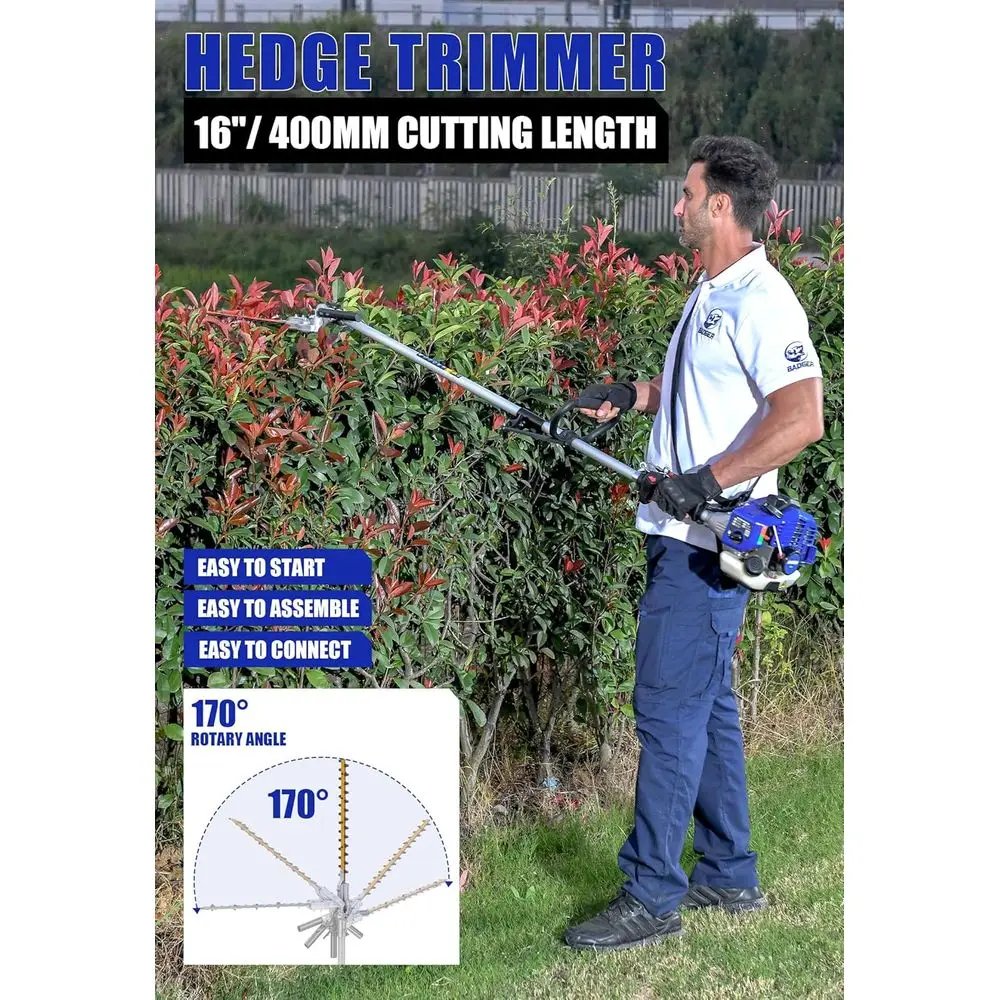 26cc Weed Wacker تعمل بالغاز، ماكينة تشذيب/مقلم السلسلة، منشار القطب، أداة تشذيب التحوط وشفرة تقطيع الفرشاة، أدوات العناية المتعددة في 1