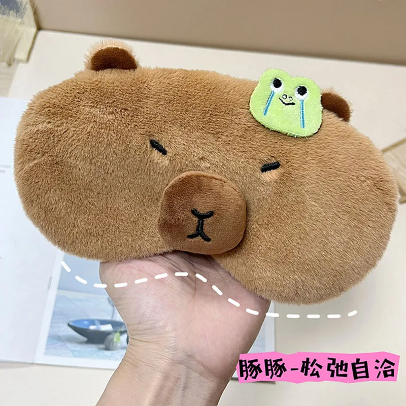 Cartoon Kawaii Lunch Nap Eye Protection Eye Patch Cute Creative Plush Capybara Ice Compress Light-blocking Eye Mask Gifts