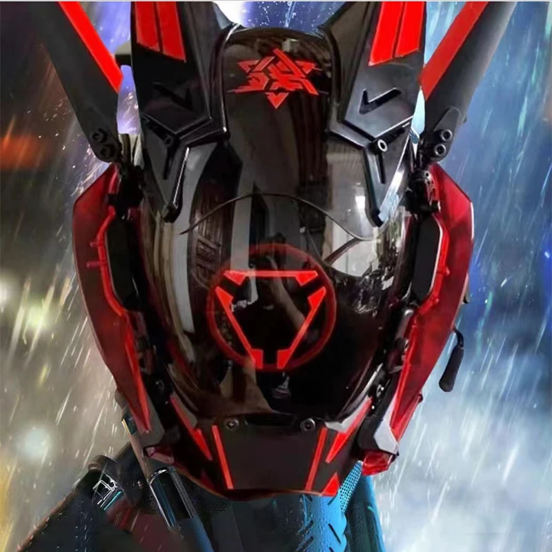 Led Cyberpunk Helm Gezichtsmasker Ritme Technologie Comic Display Cosplay Gloeiend Gezichtsveranderend Cool Masker Schietrekwisieten Decoratie