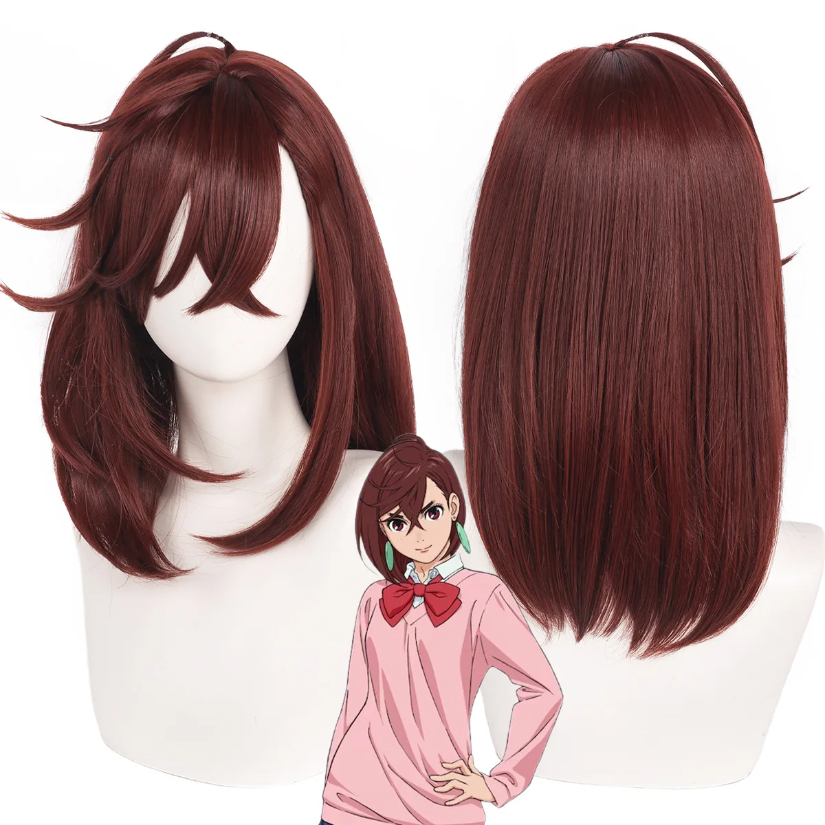 

Long Pink Synthetic Cosplay Wig Natural Hairline Fake Scalp for Women Party Halloween Anime Role Play Costume Heat Resistant
