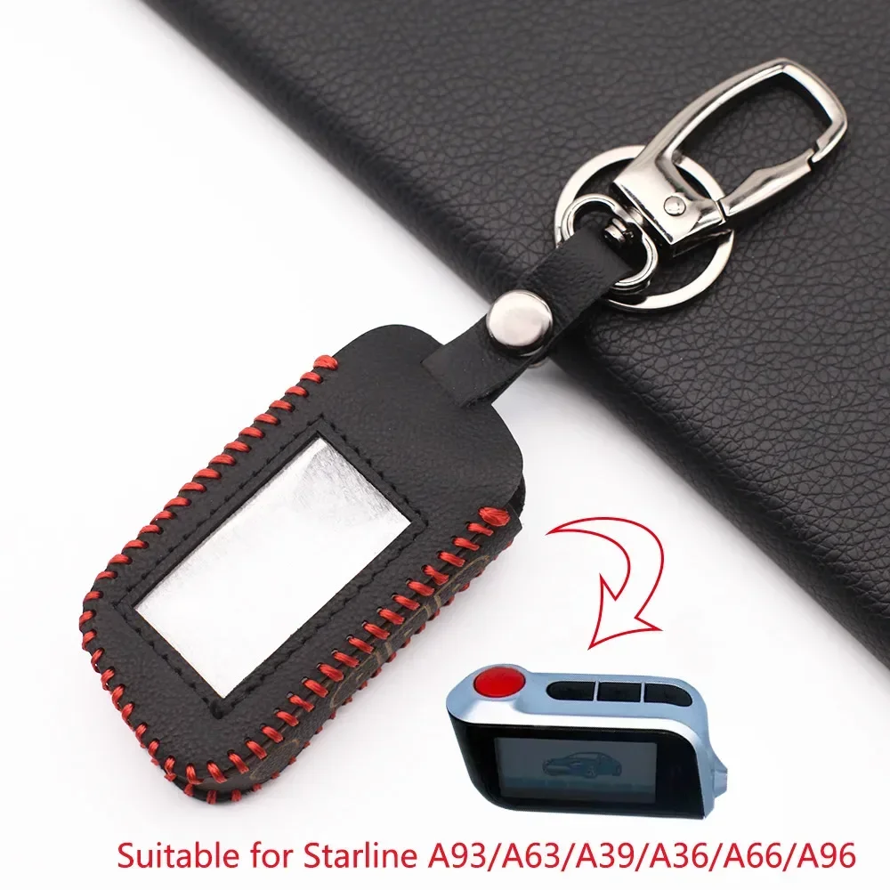 A93 New Fashion Style Leather Case For Starline A93 A63 Car Alarm 4 Buttons Remote Controller LCD Keychain Cover