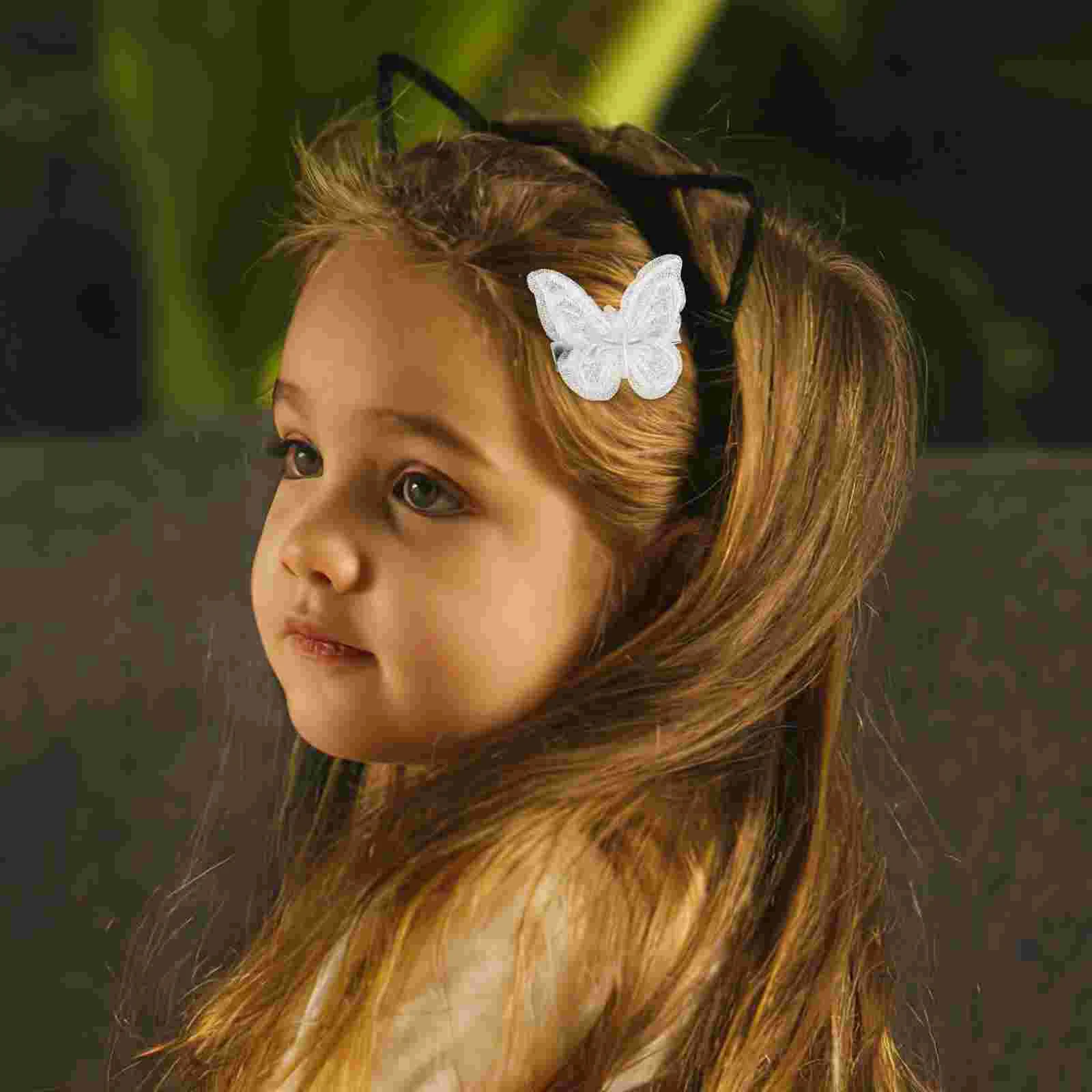 Horquilla de mariposa de encaje blanco para mujer, pasadores elegantes a la moda, accesorios para el cabello para niña, decoración para fiesta nupcial, 5 uds.