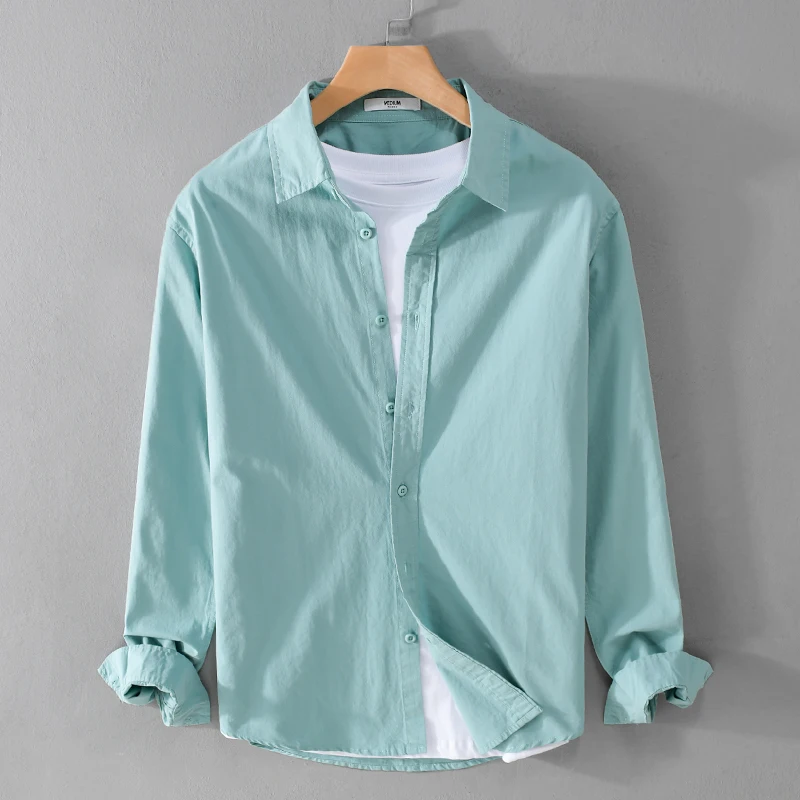 

Новая мужская рубашка из чистого хлопка с длинным рукавом, повседневная одежда большого размера, простой дизайн, молодежные модные топы, размеры M-3XL, повседневные незаменимые 6 цветов