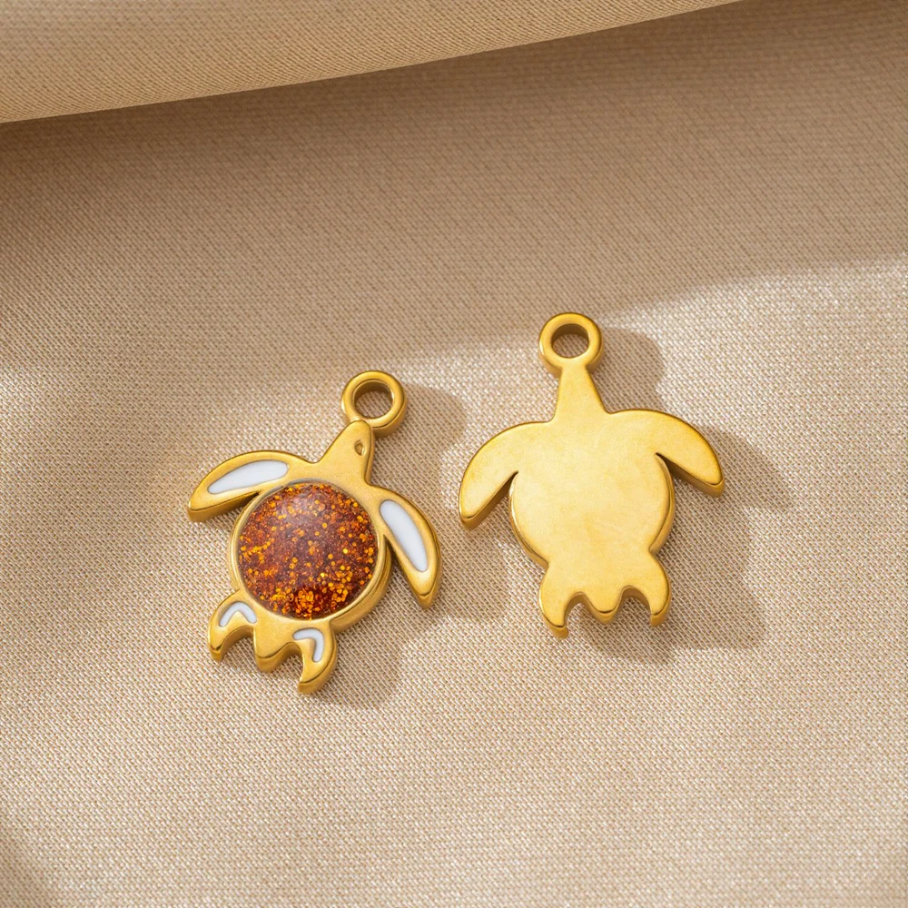 5 Stück Emaille-Schildkröten-Anhänger aus Edelstahl für DIY-Ohrringe, Armbänder, Halsketten, Ozean-Anhänger, Schmuckherstellung, Zubehör – Detail 4