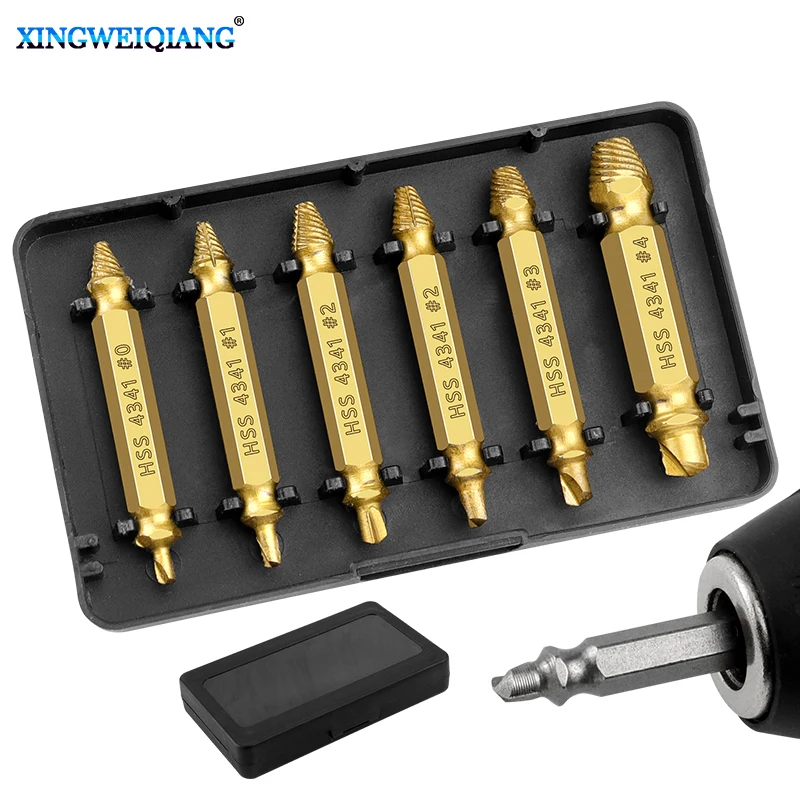 

Набор из 6 предметов с головкой из быстрорежущей стали, инструмент для снятия винтов, двусторонний экстрактор из высокоскоростной стали 4341, для обустройства дома