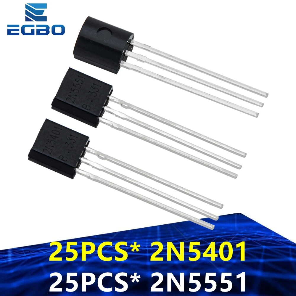 50 قطعة/الوحدة (25 قطعة * 2N5401 + 25 قطعة * 2N5551 ) الترانزستور DIP 2N5551 2N5401 5551 5401 TO-92
