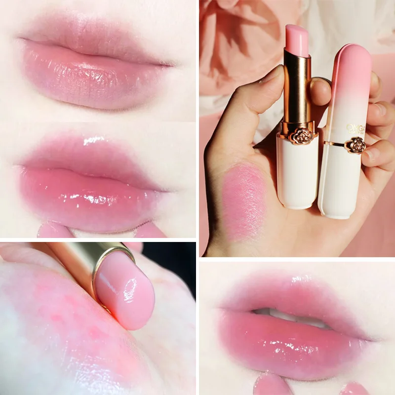 Lipstik kristal, Perona bibir warna persik, perubahan suhu, Pelembab, tahan lama, perawatan bibir, kosmetik perbaikan