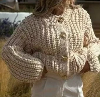 

2025 Autumn/Winter Pocket Button Knitted Cardigan Sweater Coat