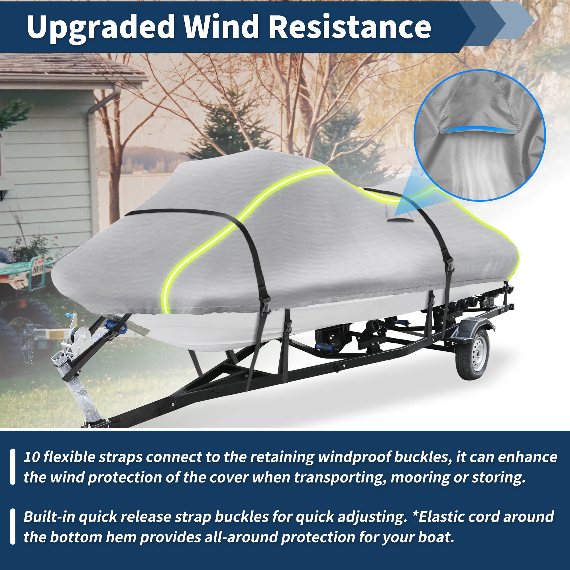 UXCELL 116 "-125" Cocok untuk Penutup Jet Ski 300D Tugas Oxford Anti-UV Tahan Air Penutup PWC Trailer untuk Yamaha untuk SeaDoo untuk Kawasaki