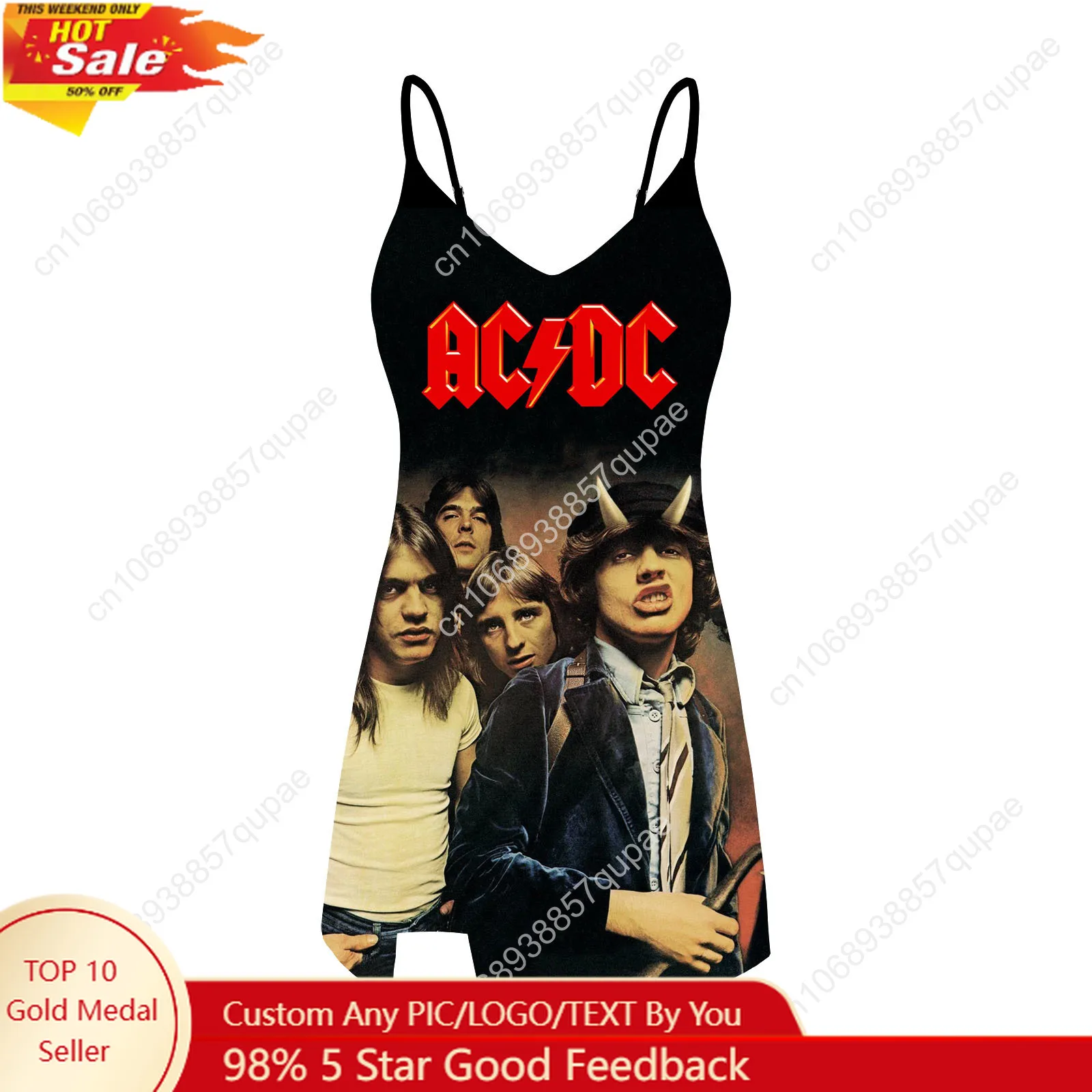 

A-AC Sling Dress Vintage Rock D-DC Swimsuit Womens Bathing Suits Fashion Swimwear Pool Party Beach Bikini Custom Made Beachwear