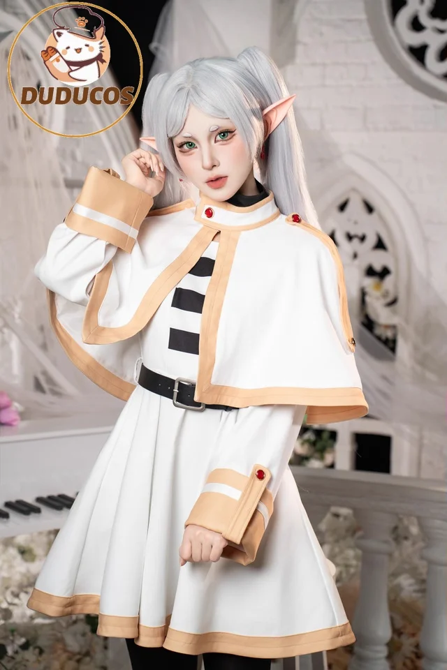 

В НАЛИЧИИ: Костюм для косплея Фрирен (Frieren Cosplay) 【XS-XL】DUDU-SR, женское платье ведьмы Фрирен, серый парик, костюм.