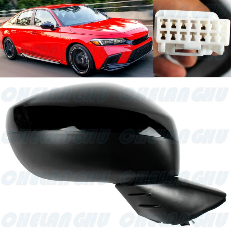 

For Honda Civic 2022-2023 Right Side 7 Pins black painted Heated Blind Spot Power Adjust mirror assembly