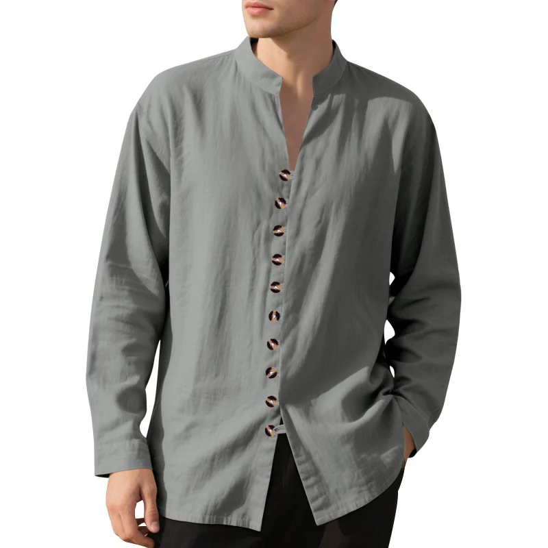 2025 Camicia casual Yuppie retrò da uomo popolare europea e americana Colletto francese Business Casual Top multicolore