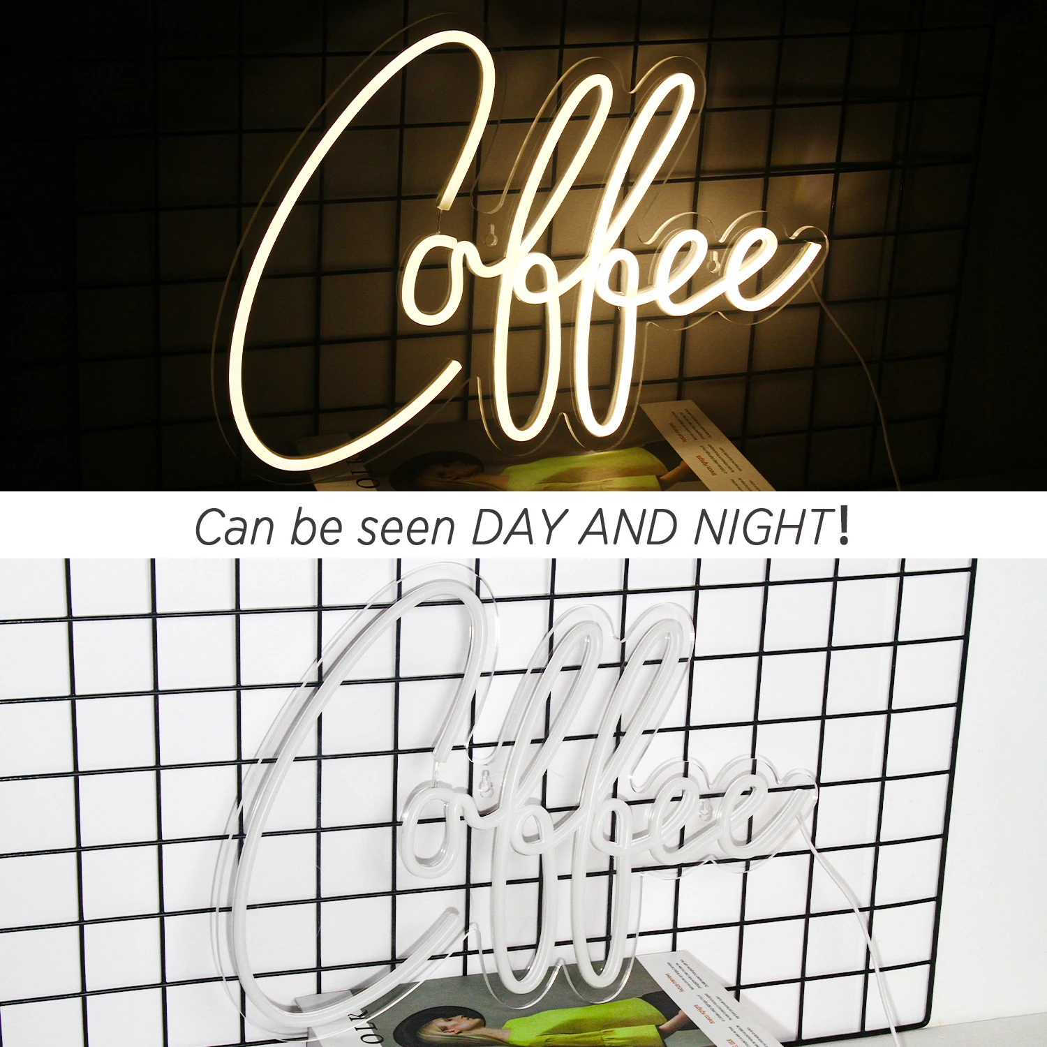 Coffce Neon LED Sign for Man, Dimmable Shop Room Decoration, Party Bar, Club Station, Bedroom, Diversification Art Logo, Business Lights, USB Lamp