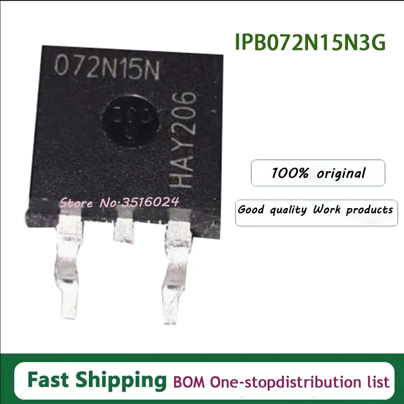 10PCS/lot  072N15N IPB072N15N3G  TO-263 150V 100A  100% NEW