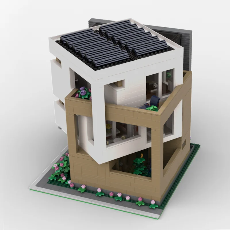 Modèle de Construction de ville modulaire Moc brique de Construction modulaire urbain Villa2 modèle blocs technologiques noël bricolage jouet Construction cadeau