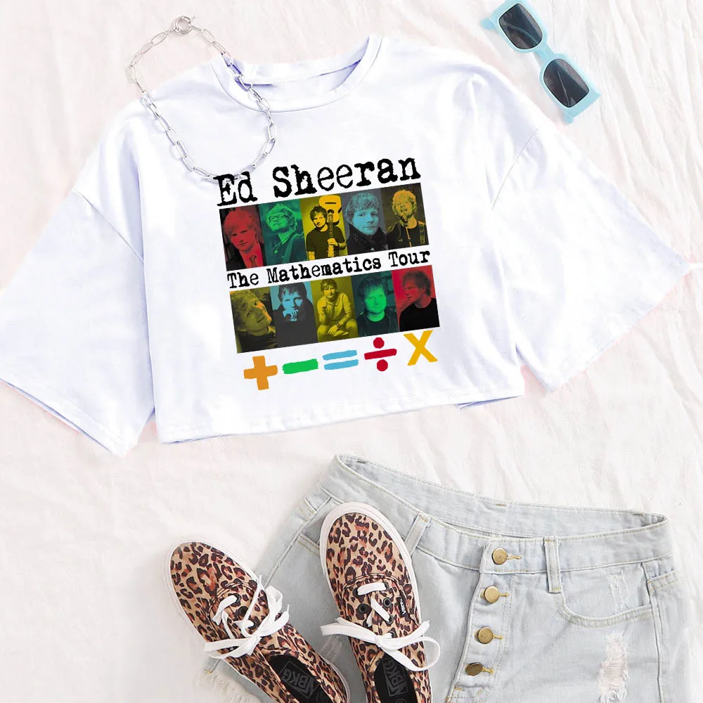 Ed Sheeran Mathematics Tour 2024 Shirt Women Crop Tops Girl Fashion Summer Crewneck Short Sleeve T-shirt