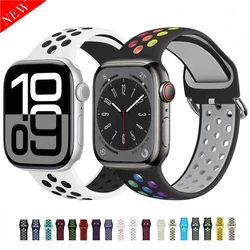 Silicone Strap For Apple watch band 45mm 44mm 41mm 40mm 49mm 42mm 46mm Series Ultra 10 9 8 7 6 5 4 SE Sports Breathable Belt