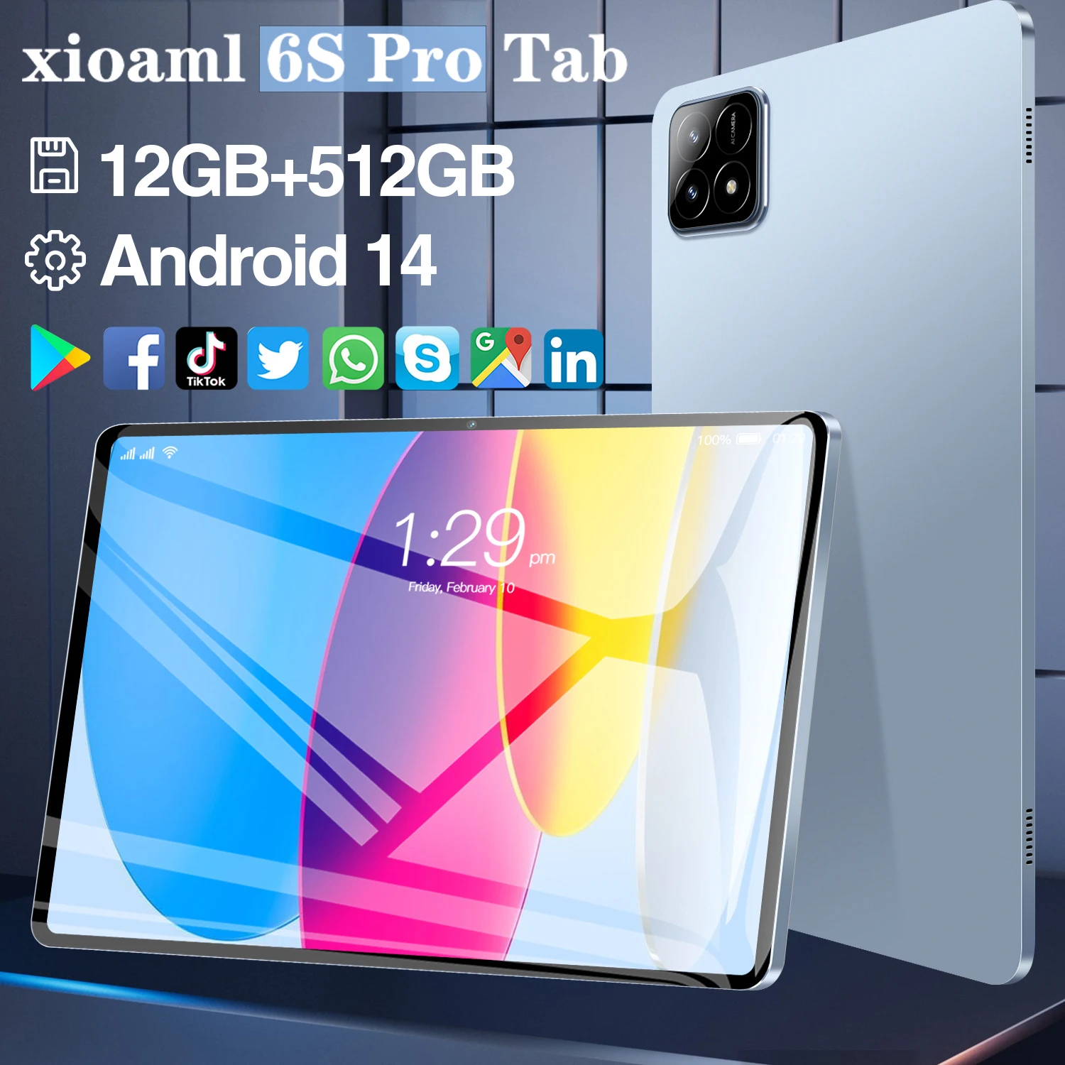 

Xioaml Pad 6s Pro Tablet PC Global Version 11 inch HD 4K Android 14 16GB+1TB 20000mAh 5G Dual SIM Bluetooth WiFi GPS Tablet