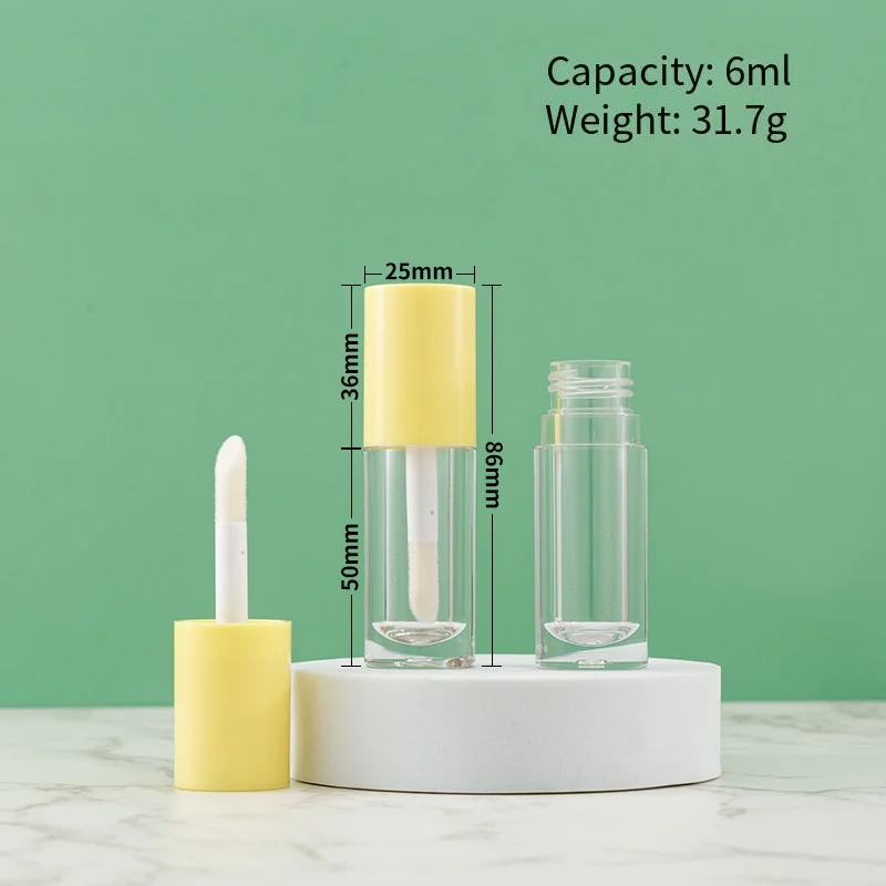 6 مللي أنبوب ملمع الشفاه فارغة المحمولة زجاجة ملمع الشفاه الصغيرة واضح أنابيب طلاء الشفاه عينة صغيرة مستديرة حاوية تعبئة مستحضرات التجميل