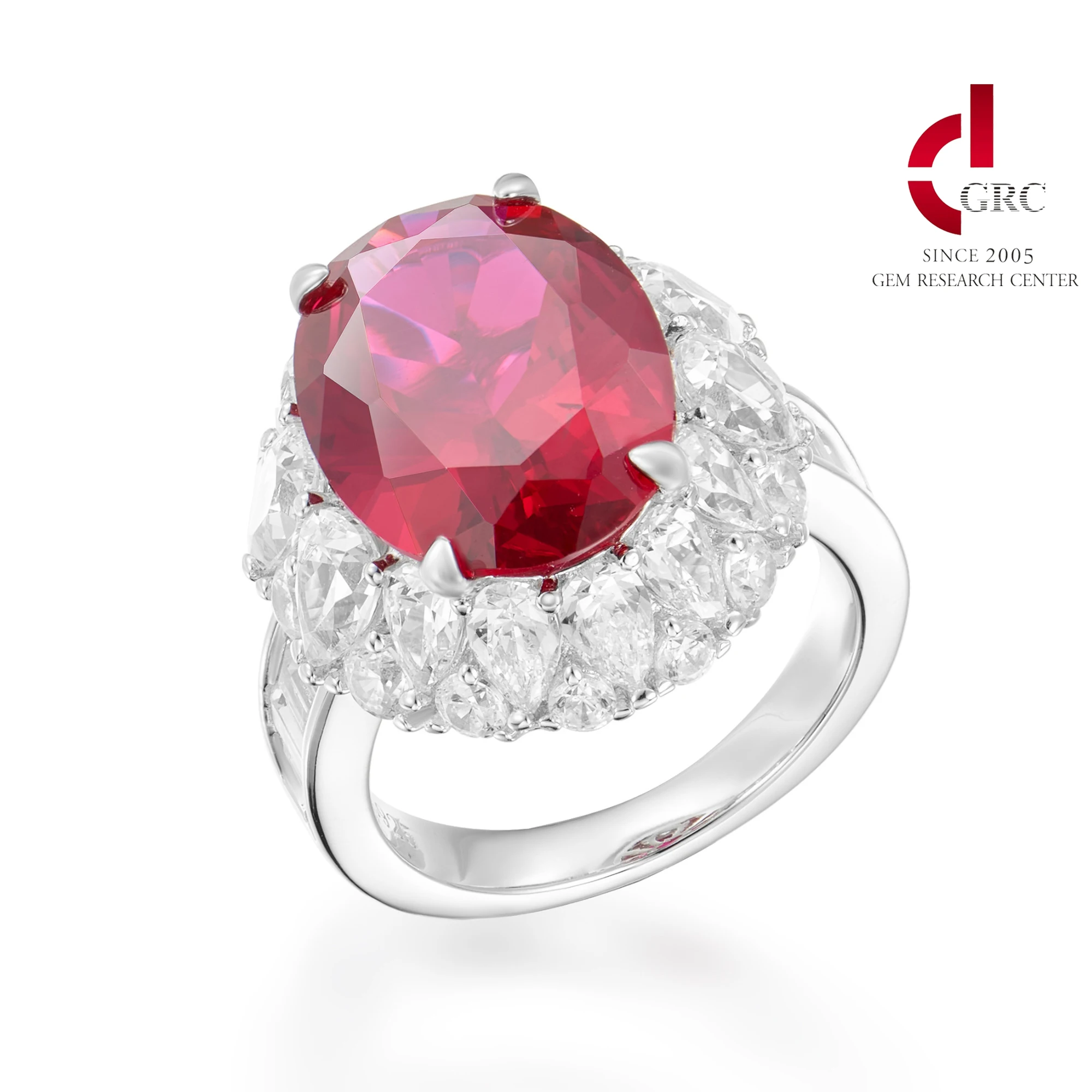 

Luxury 925 Sterling Silver Halo Ring Lab Grown Oval Ruby Cluster CZ Classic Fine Jewelry for Women's Anniversary Engagement Gift