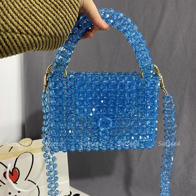 Summer Hand-Woven Hand Beaded Bag Customized Ladies Messenger Purses and Handbags Luxury Designer Female Bags for Women 2023