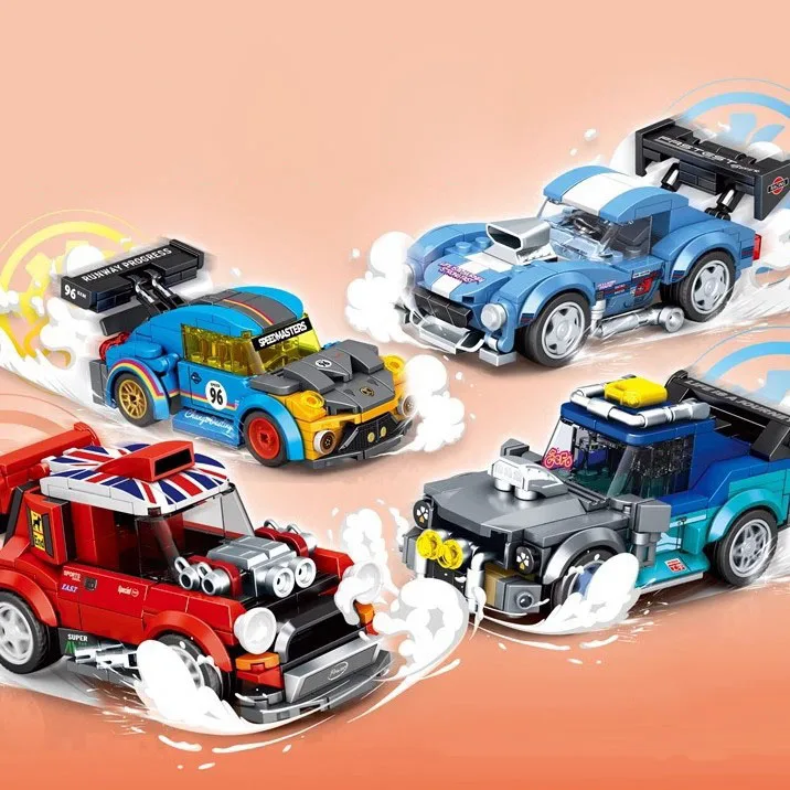 Speed Supercar Racing Building Block Vehicle Brick Mini Coopers Dodges Vipers Mustangs Modified Muscle Sport Car Toys For Gifts