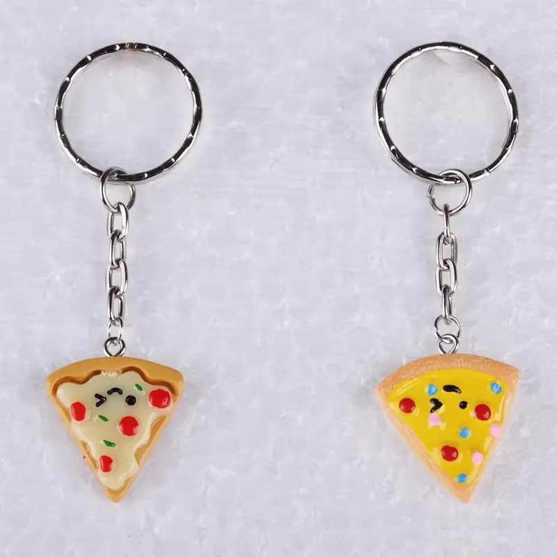 Cute Resin Kawasaki Triangle Pizza Keychain Fun Food Pizza Children's and Women's Jewelry Making Supplies DIY Accessories