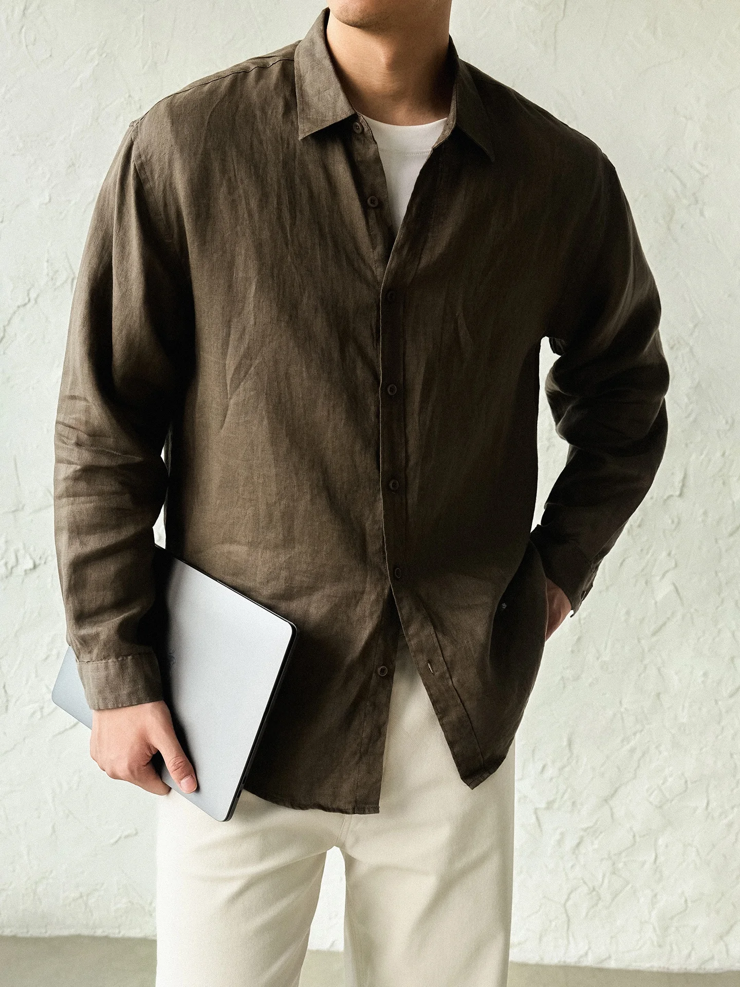 Natural Linen Men's Shirt Casual Long Sleeve Loose Fit Business Casual Style Fashion Urban Breathable Comfortable Youth Suit