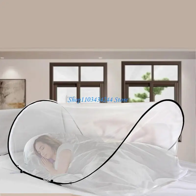 شبكة شبكية قابلة للتنفس لخيمة سفر محمولة لسرير واحد مع تصميم منبثق وغطاء خيمة تخييم قابل للطي