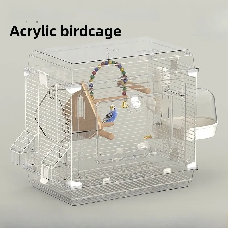 

Transparent Acrylic Birdcage Cage Portable Parrot Carrier Large Viewing Cage Villas Budgie Parrot Canary Park Breeding Supplies