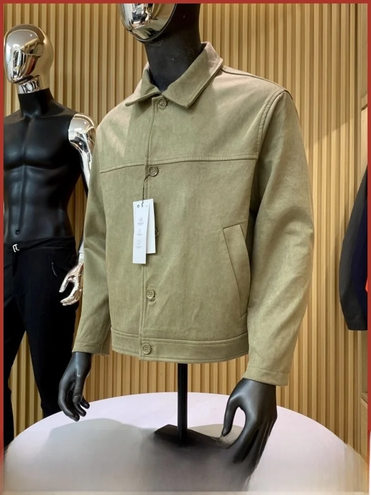 

Высококачественная мужская приталенная замшевая куртка, осеннее новое поступление, верхняя одежда с прямыми штанинами, повседневная ветрозащитная китайская марка