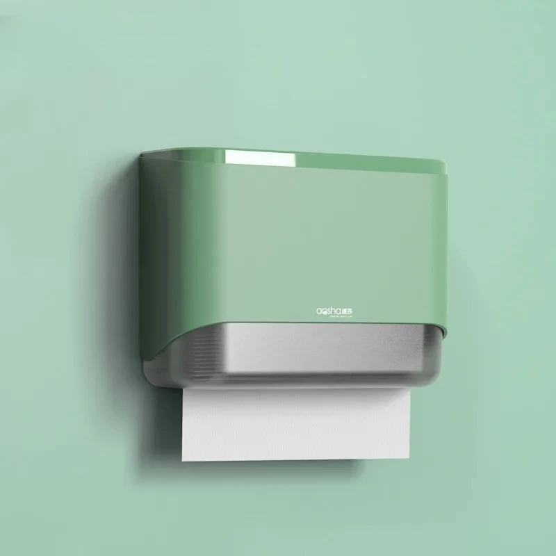 ドリル不要のペーパータオルホルダー-キッチンとバスルーム用の壁掛けプラスチックディスペンサー、簡単詰め替えのハンズフリーティッシュボックス