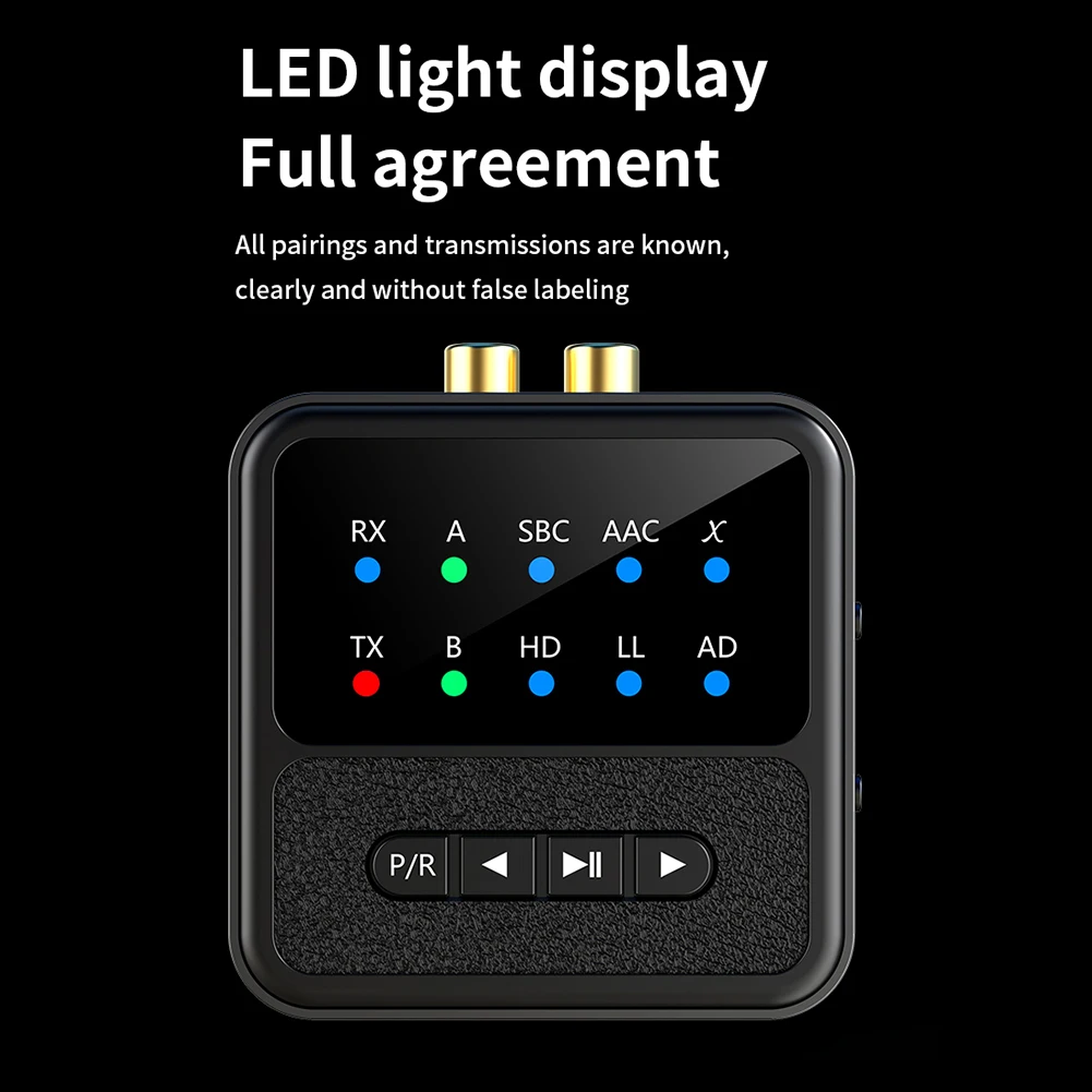 Receptor y transmisor Compatible con Bluetooth, pantalla LED, transmisor de Audio inalámbrico, receptor BT inalámbrico para estéreo/altavoces domésticos