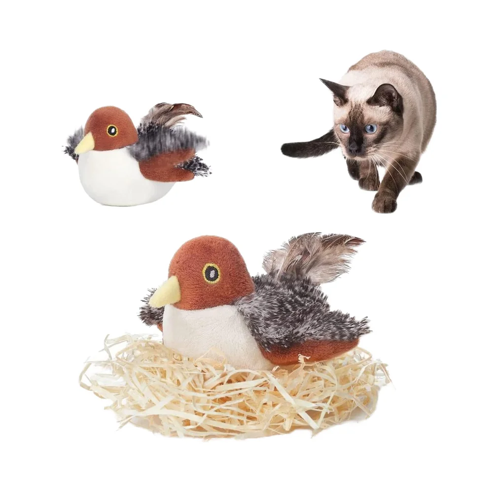 

Interactive Rechargeable Catnip Bird Toy for All Breeds Kittens Luxury Style Lifelike Chirp Tweet Flapping Sparrow Toys for Dogs