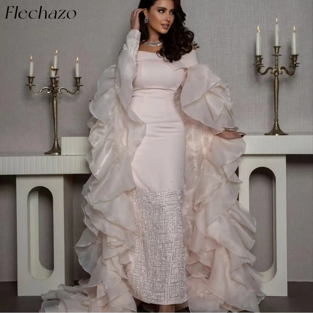 

Flechazo Evening Dresses Off Shoulder Mermaid Beading Ruffles Formal Occassion Party Dress For Women 2024 vestidos de fiesta