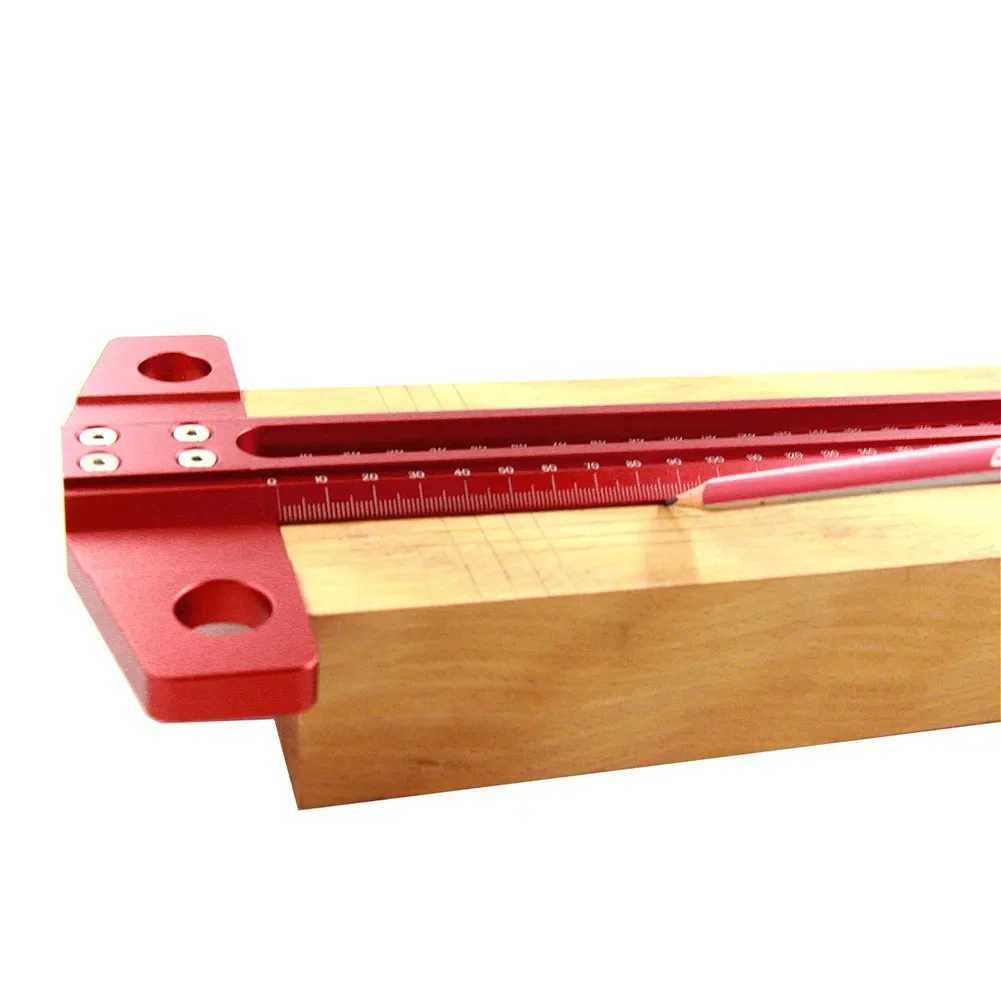 Aluminum Alloy T-Ruler Woodworking Hole Scribing Ruler Marking T-Ruler Measuring Tool Precision Scribe Marking Gauge