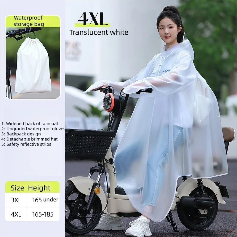 

Women's Bicycle Raincoat Men's Single Long-Style Rain Cape Hiking Sleeve Raincoat Student Reflective Strip Raincoat