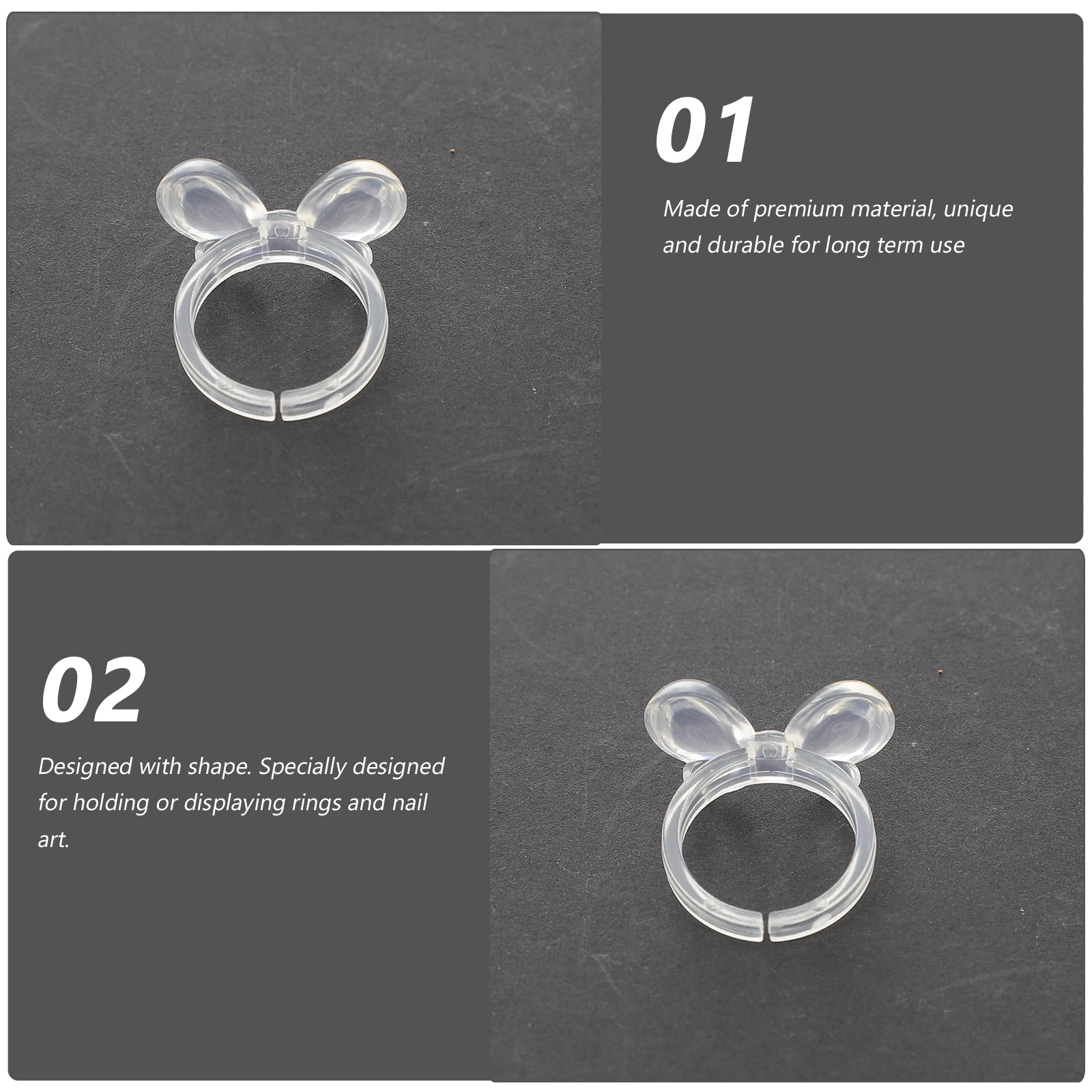 

50pcs Art Display Stand Clear Acrylic Ring Holder For Nail Art Jewelry Store Home Decoration Transparent Nail Display Rack